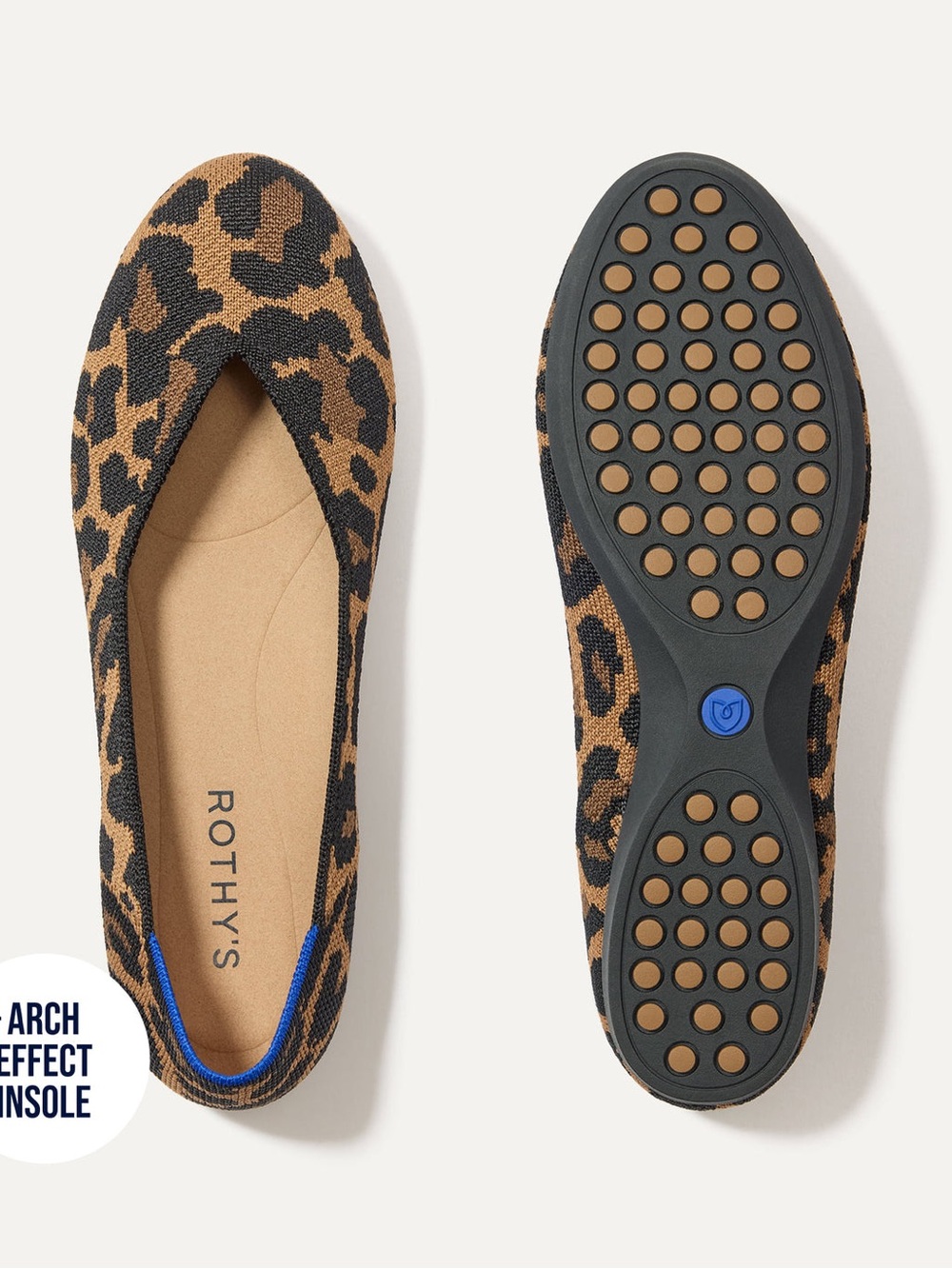Rothy's Leopard Print Women's Flat - Brown/Black size 8